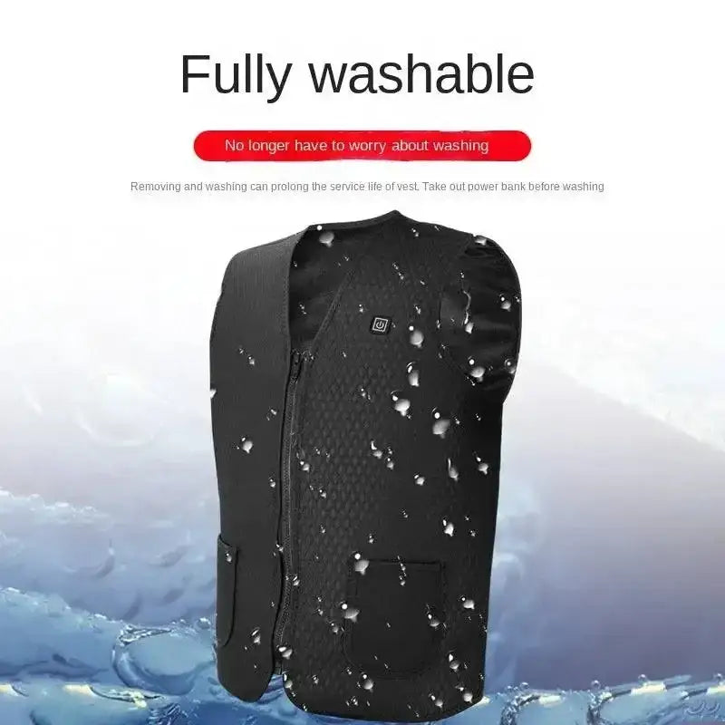 Black washable vest from Heated V Neck Vest Winter Smart Heating for cozy warmth