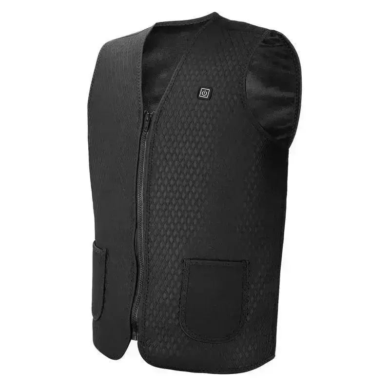 Black Heated V Neck Vest with Zipper for Winter Smart Heating and Cozy Comfort