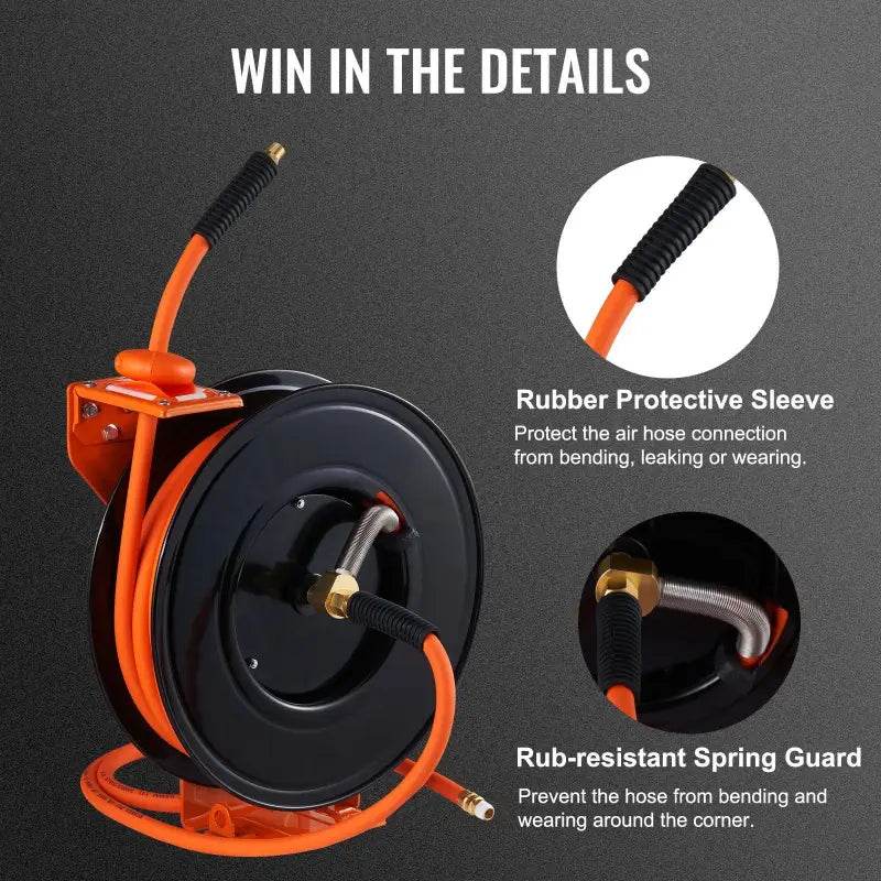 Heavy Duty Air Hose Reel with 300 PSI and 50 FT Length for Industrial and DIY Use - Estalios