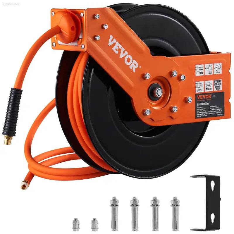 Heavy Duty Air Hose Reel with 300 PSI and 50 FT Length for Industrial and DIY Use - Estalios
