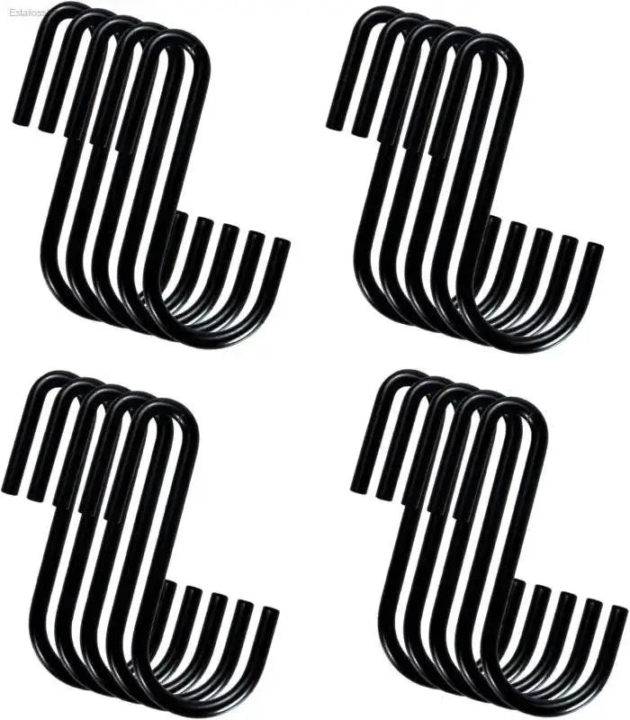 Heavy Duty Black S Hooks for Versatile Organization in Kitchen, Bathroom, Bedroom and Office