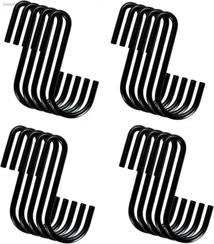 Heavy Duty Black S Hooks for Versatile Organization in Kitchen, Bathroom, Bedroom and Office