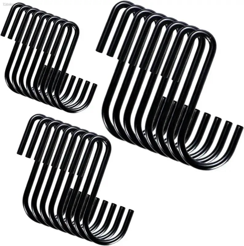 Heavy Duty Black S Hooks for Versatile Organization in Kitchen, Bathroom, Bedroom and Office