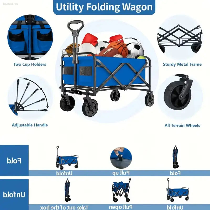 Heavy-Duty Foldable Utility Cart - Perfect for Groceries, Sports, Gardening & Shopping