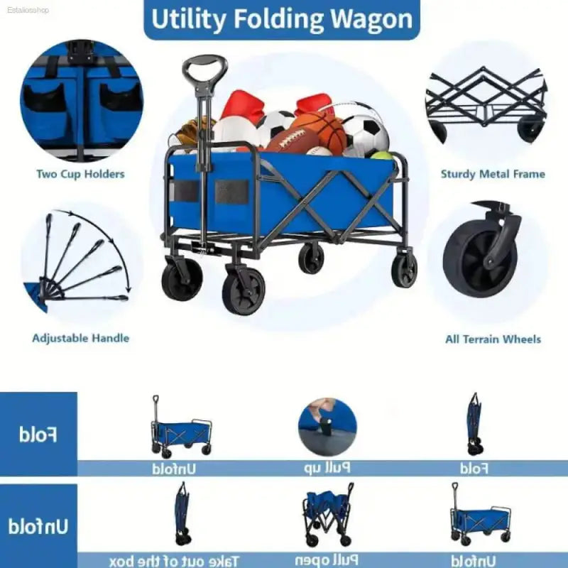 Heavy Duty Foldable Utility Wagon for Easy Transport - Estalios