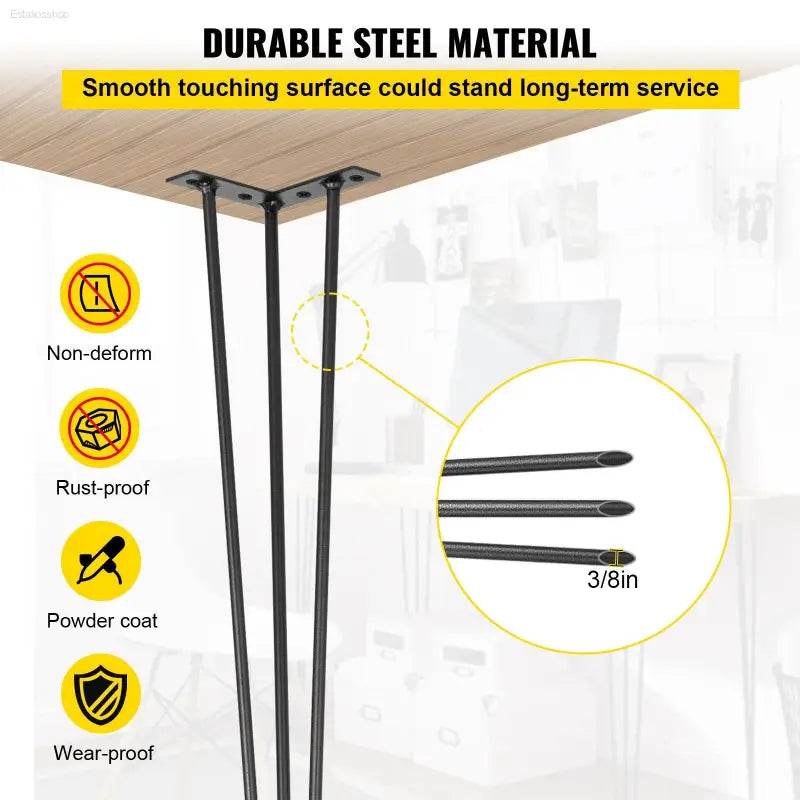 Heavy Duty Hairpin Table Legs Set of 4 for DIY Furniture - Estalios