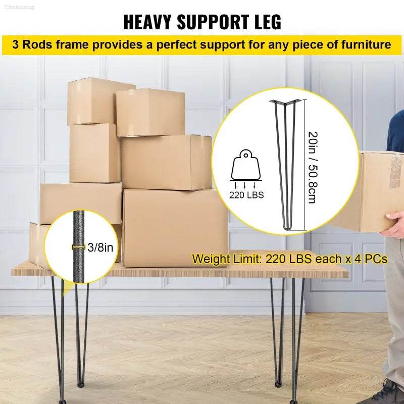 Heavy Duty Hairpin Table Legs Set of 4 for DIY Furniture - Estalios