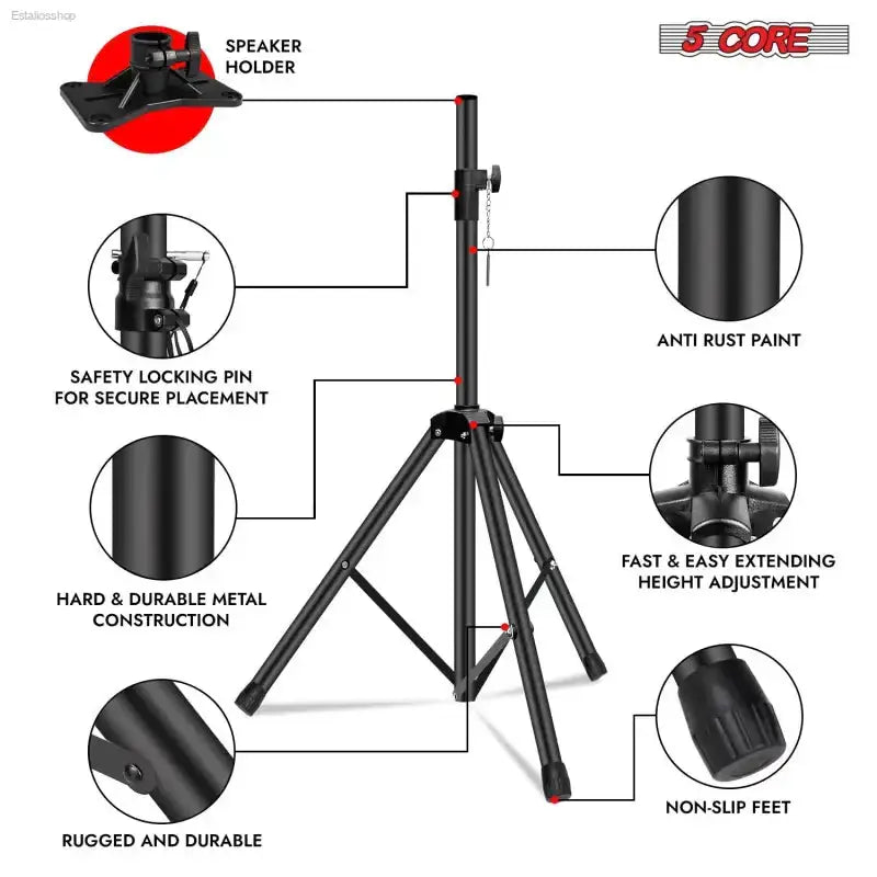Heavy Duty Speaker Stand Tripod with Height Adjustment for DJs and Studio Monitors - EstaliosShop