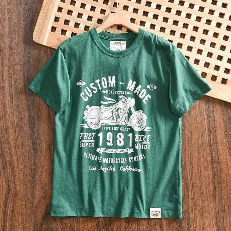 Heavy Men's Print Casual Round Neck Short Sleeve T-shirt - Estalios