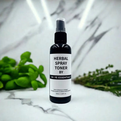 Black Herbal Spray Toner in a sleek black bottle perfect for refreshing your skin