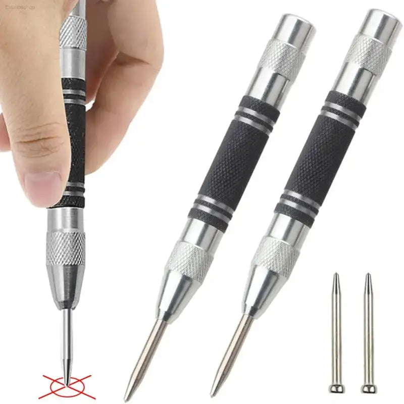 High Carbon Steel Automatic Center Punch with Adjustable Spring for Woodworking and Metal Drilling Enthusiasts