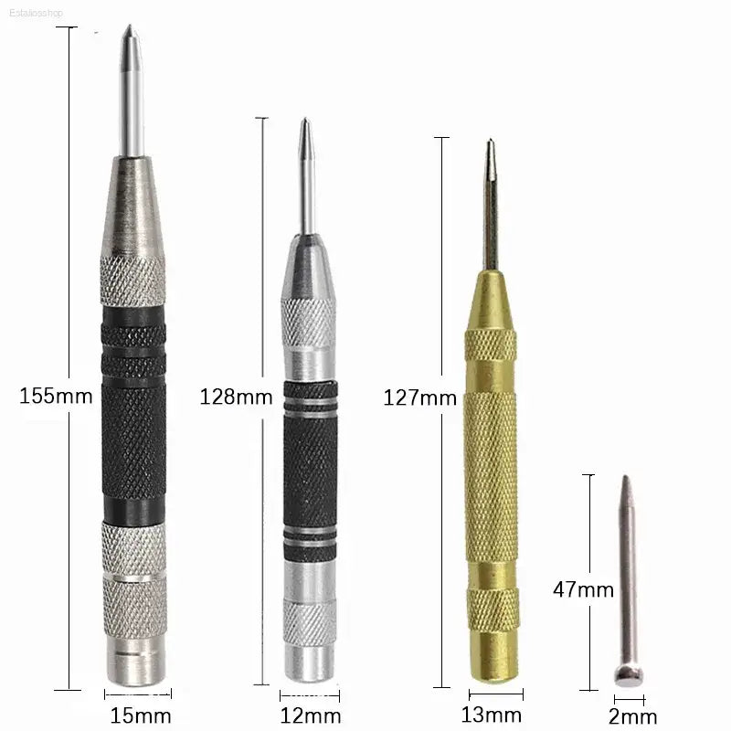 High Carbon Steel Automatic Center Punch with Adjustable Spring for Woodworking and Metal Drilling Enthusiasts