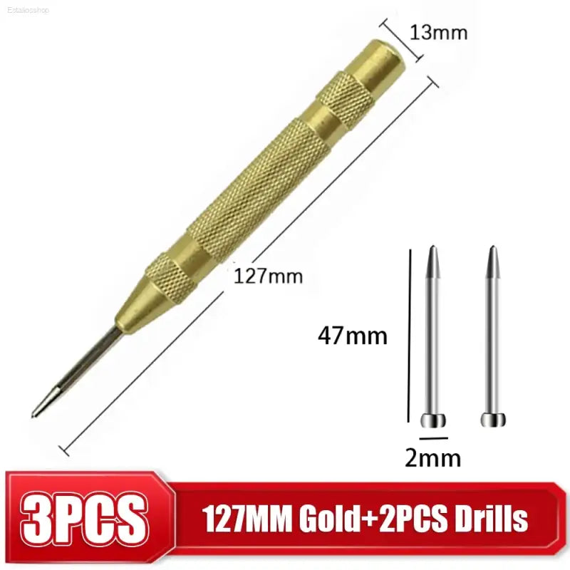 High Carbon Steel Automatic Center Punch with Adjustable Spring for Woodworking and Metal Drilling Enthusiasts