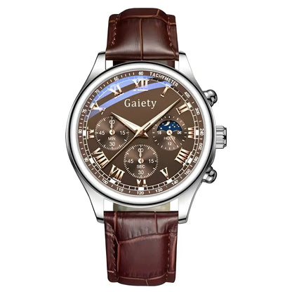 High Quality Brown Leather Quartz Watch with stylish brown leather band for luxury belt fashion