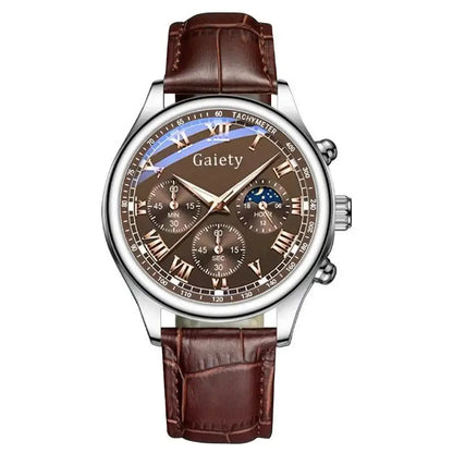 High Quality Brown Leather Quartz Watch with a stylish brown leather band for luxury belt fashion