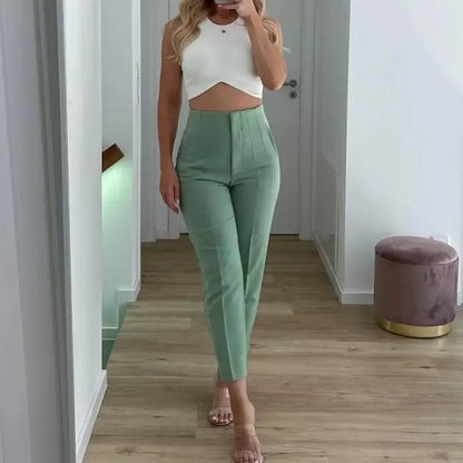 High Waist Traf Fashion Office Pants