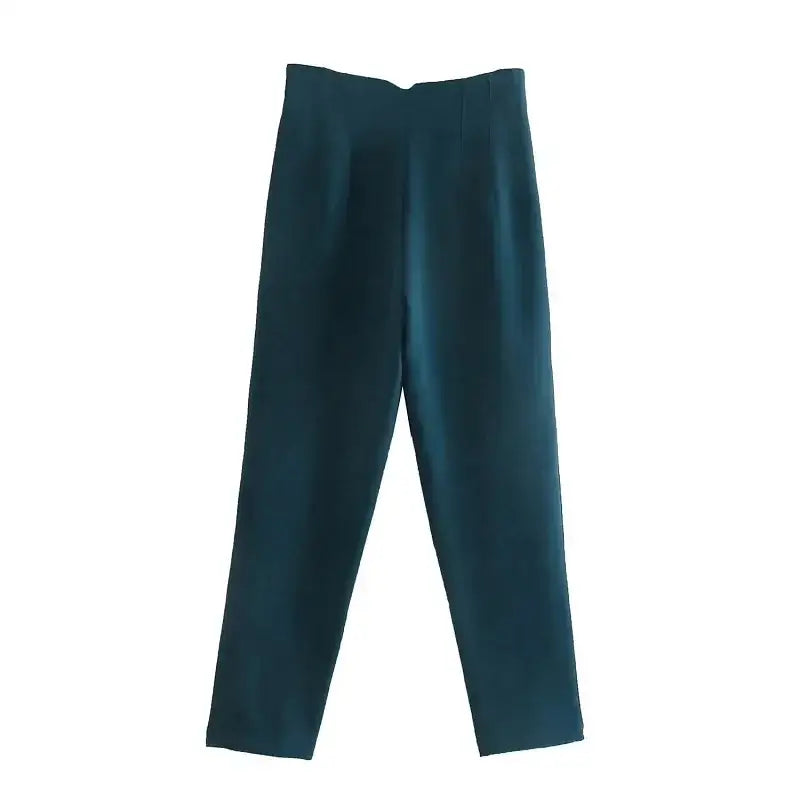 High Waist Traf Fashion Office Pants - Dark Blue B / XS