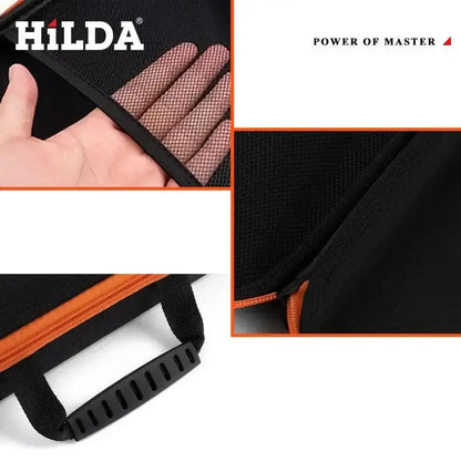 Black and orange Hilda Large Capacity Shock-Absorbing Tool Bag for all your gear