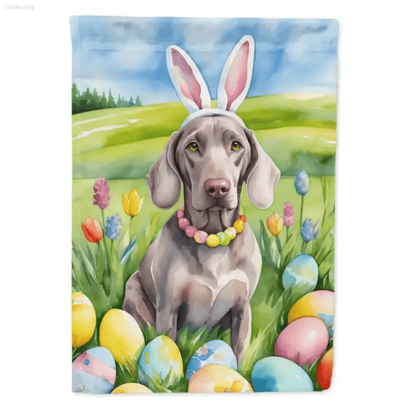 Hop Into Easter with this Adorable Dog Garden Flag! **product Description** Spruce Up your Easter Decor with this Delightful Easter Dog Garden Flag! Featuring - Estalios