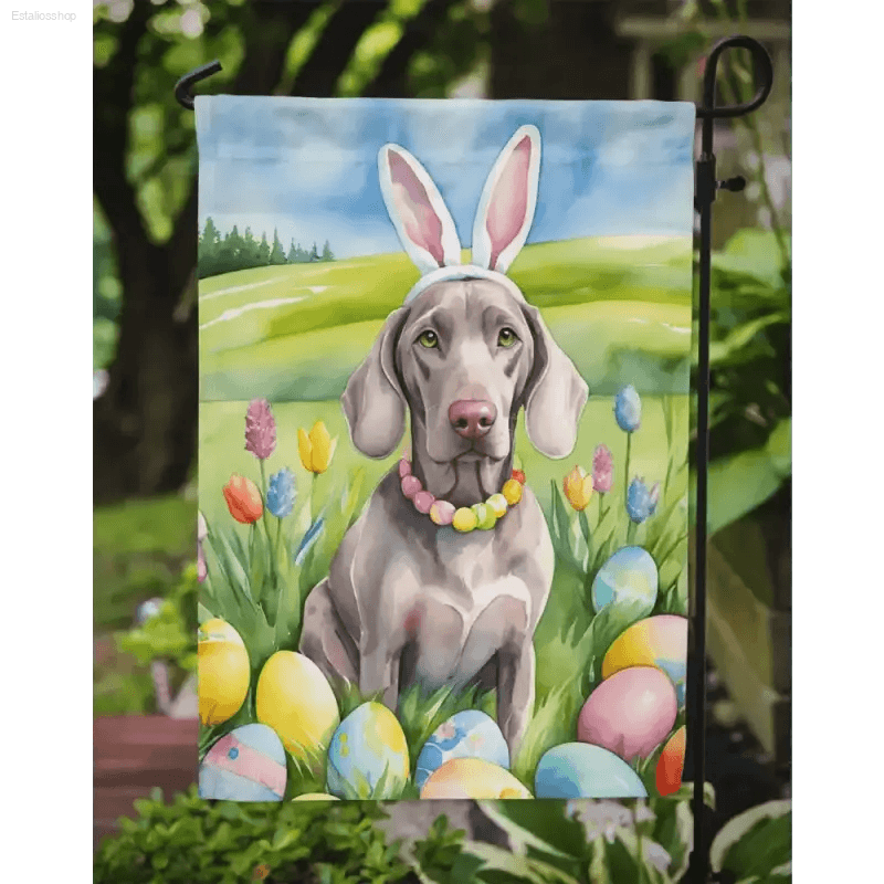 Hop Into Easter with this Adorable Dog Garden Flag! **product Description** Spruce Up your Easter Decor with this Delightful Easter Dog Garden Flag! Featuring - Estalios