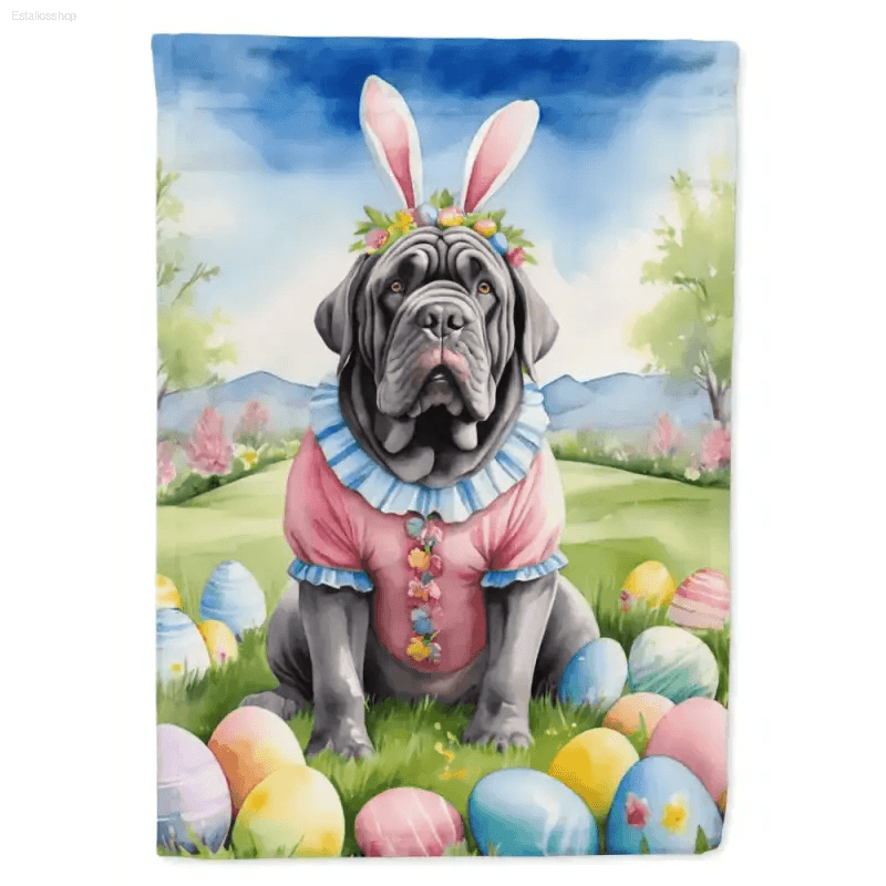 Hop Into Spring with this Adorable Easter Dog Garden Flag! Celebrate Easter with this Charming Garden Flag Featuring a Watercolor Dog Dressed in Festive Easter Attire. - Estalios