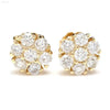 Gold and diamond cluster earrings.