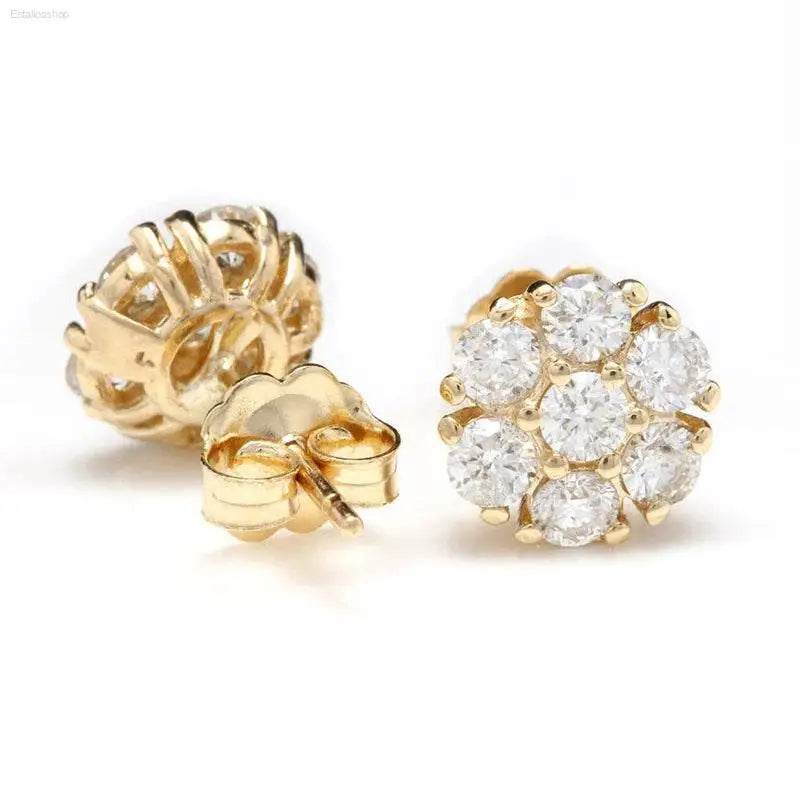 Gold and diamond cluster earrings.