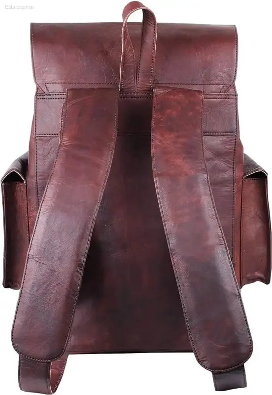 HULSH Retro Genuine Leather Backpack - Stylish Rucksack for Men & Women, Perfect for College and Travel - Estalios