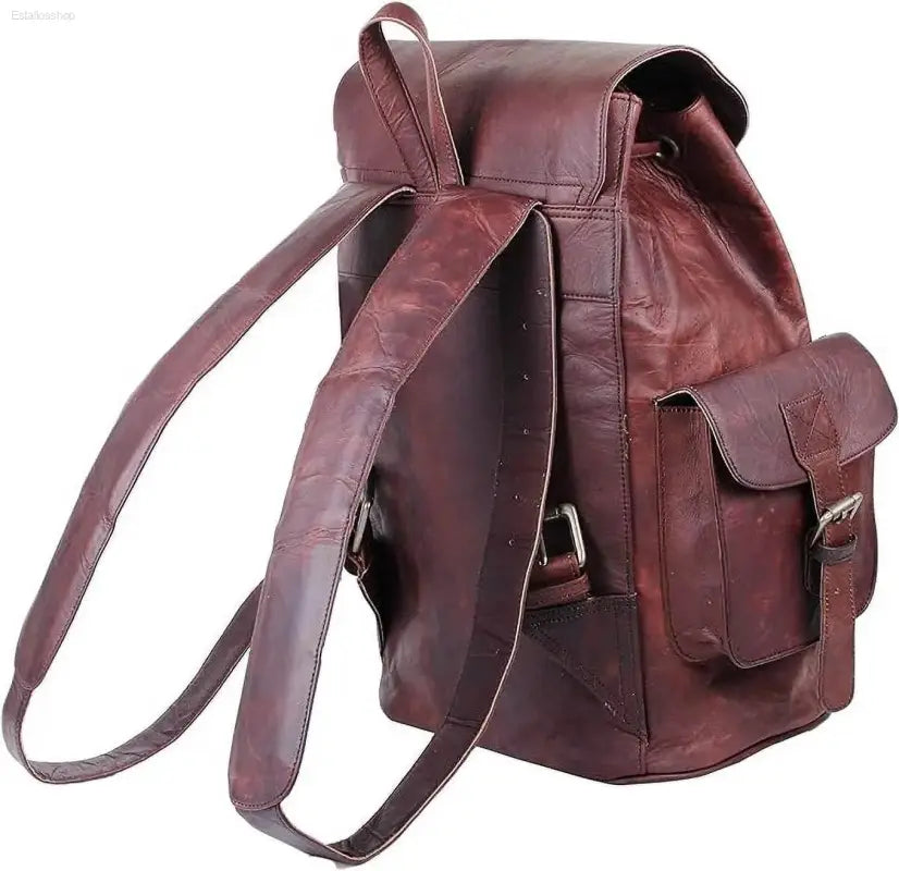 HULSH Retro Genuine Leather Backpack - Stylish Rucksack for Men & Women, Perfect for College and Travel - Estalios