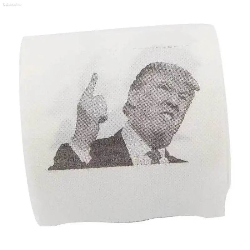 Toilet paper with Trump flipping the bird.