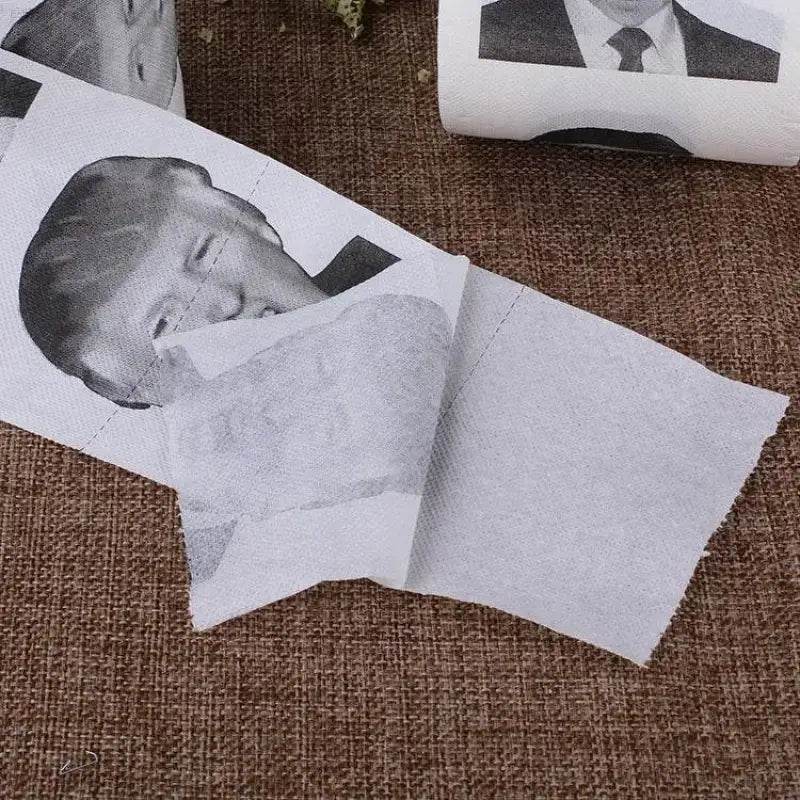 Toilet paper with Donald Trump’s face.