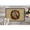 Husky Holiday Welcome: Floral Wreath Doormat! Get Ready to Welcome Guests with our Husky-themed Doormat, Featuring a Beautiful Floral Wreath - Estalios