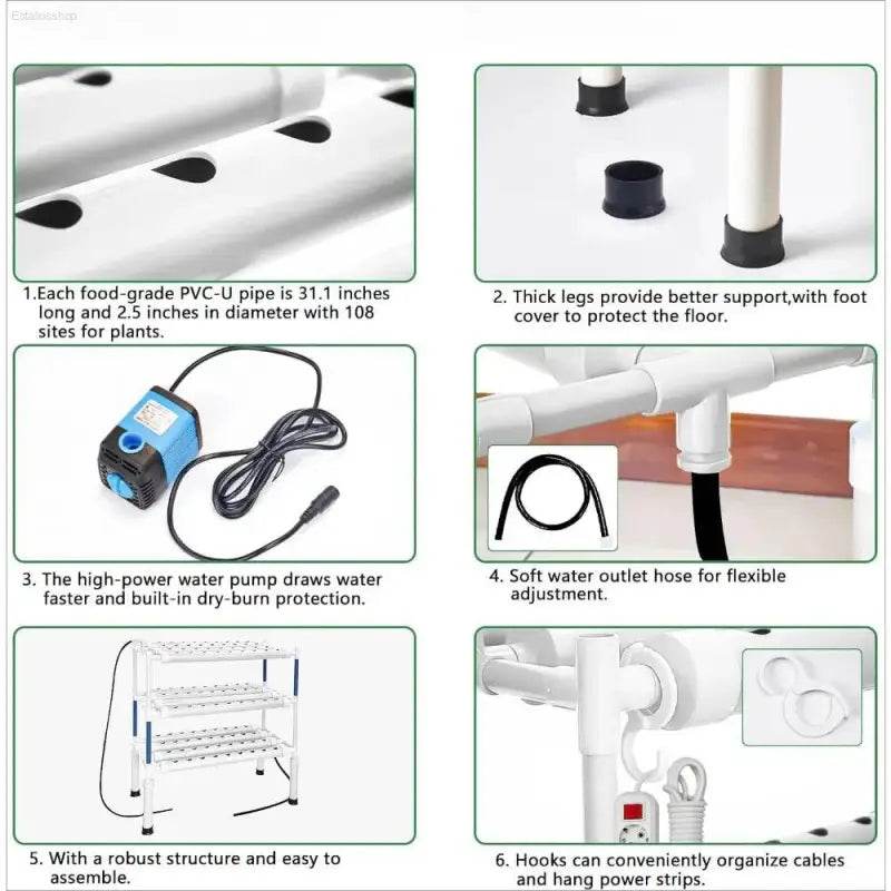 Hydroponic Planting System with 108 Sites and Timers - Estalios