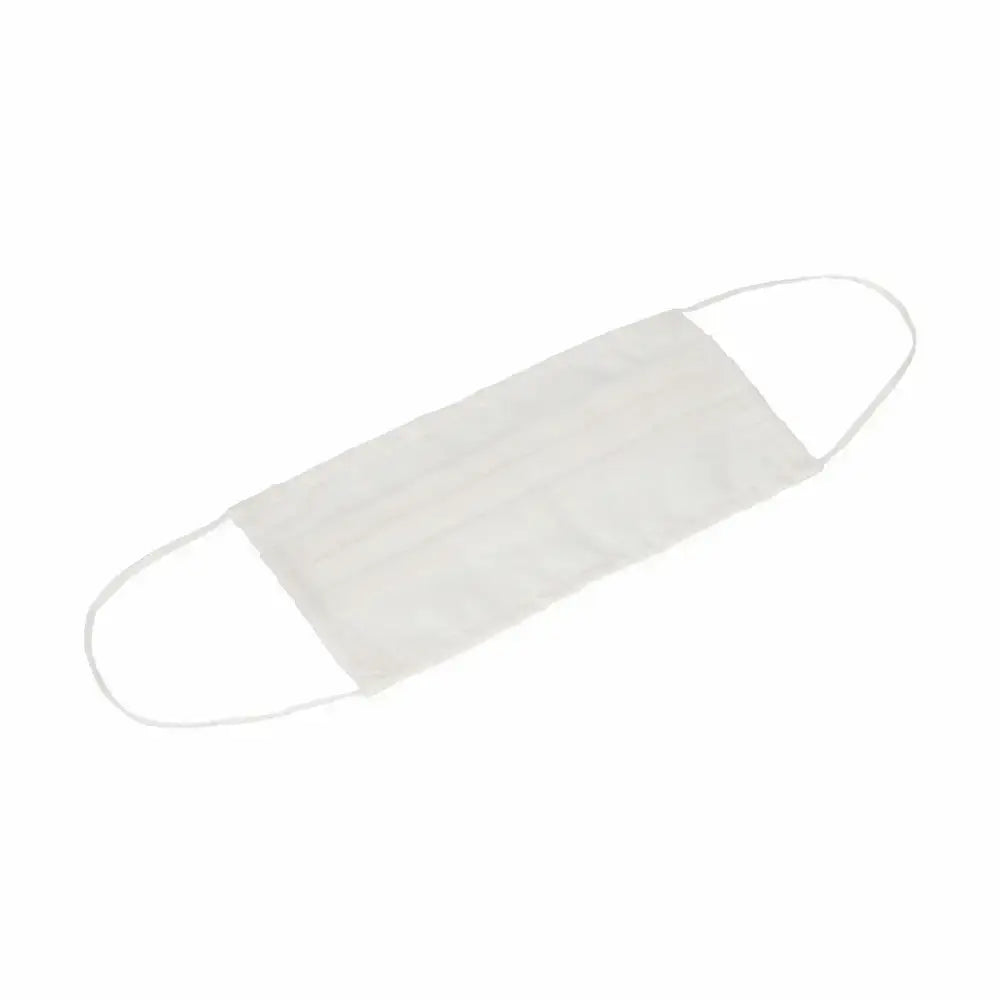 Hygienic reusable fabric mask contact featuring a soft white fabric face mask