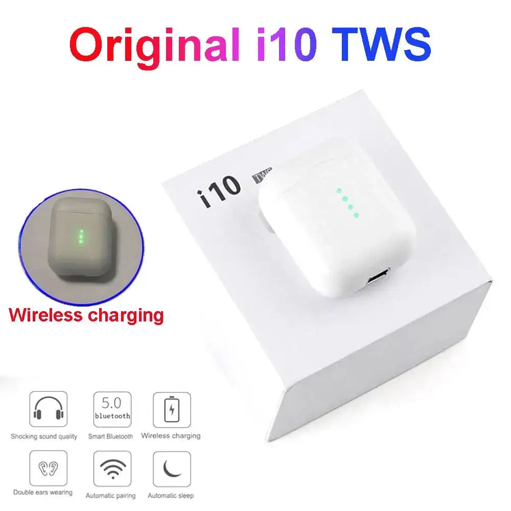 White wireless earbud charging case for i10 TWS Bluetooth Buds for iPhone12 Huawei Xiaomi