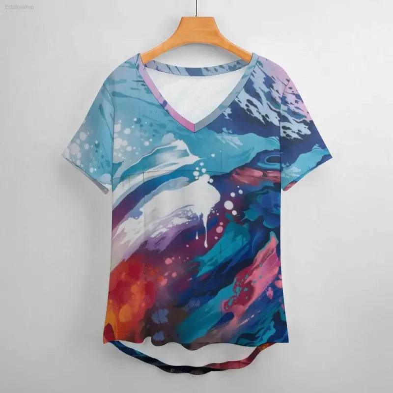 Ice Silk New V Neck Short-sleeve Women Shirt for All Seasons - Estalios