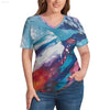 Ice Silk New V Neck Short-sleeve Women Shirt for All Seasons - Estalios