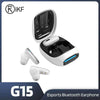 White wireless earbuds with charging case.