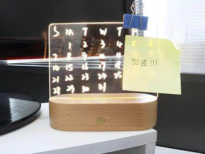 Illuminated Acrylic Message Board with Wooden Base for Fun Decor - Estalios