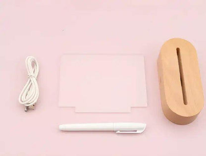 Illuminated Acrylic Message Board with Wooden Base for Fun Decor - Estalios