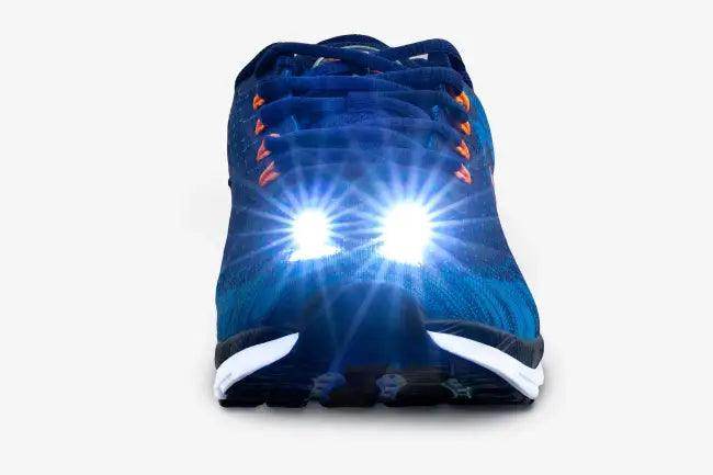 Illuminated Night Runner Shoes in Blue and Purple for Safety - Estalios
