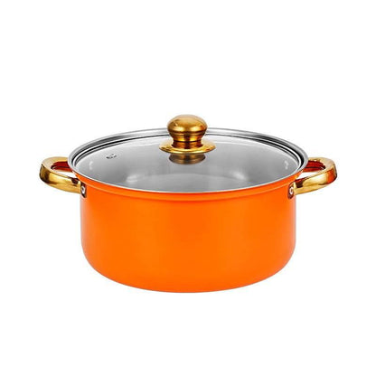 Gleaming Gold Kissed Cookware: Ignite Your Kitchen! Elevate your culinary experience with this stunning cookware set, featuring eye catching colors and luxurious gold - Estalios
