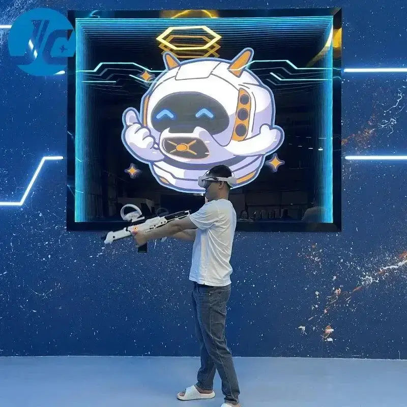 Man enjoying an immersive stadium experience with Inertial VR Space headset