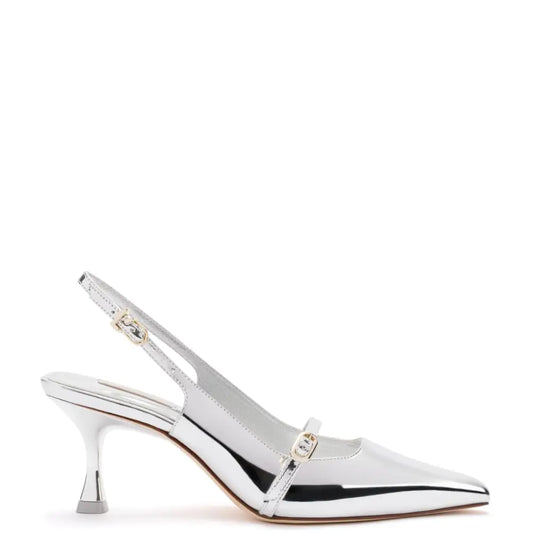 Stylish Silver Pointed-Toe Slingback Heel from Ines Pump Deals Shoes Collection