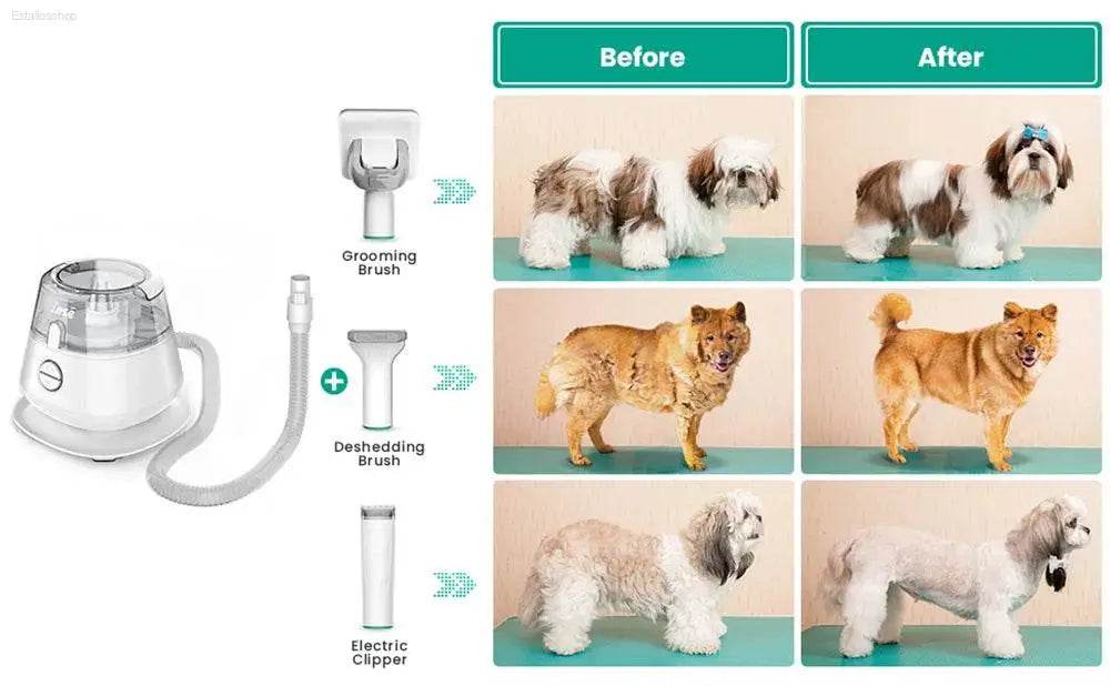 INSE P20 Pet Grooming Kit & Vacuum Suction for Hair Cleanup - Estalios