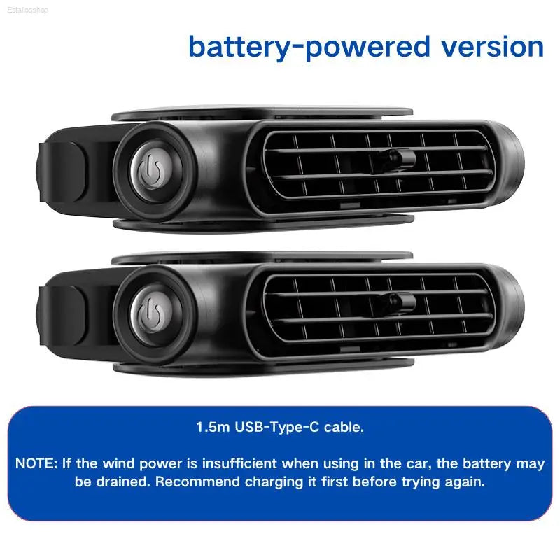 JOYTUTUS Car Seat Fan USB Plug-In Dual Turbo High Wind Power Car Interior Rear Pillow Car Fan with Independent Switch & Adjustable Air Outlet for Personalized Comfort