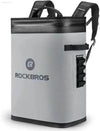 Gray waterproof backpack with black trim.