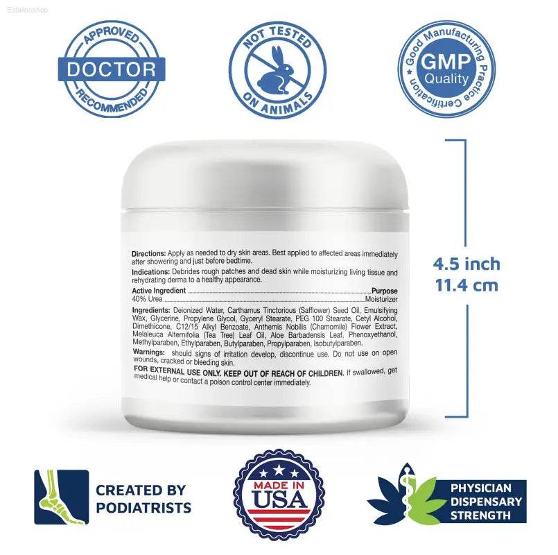 Activelife Revitaderm 4D Urea Foot Cream - Intensive Moisturizer for Dry, Cracked Skin on Feet, Hands, Elbows & Knees, Plus Free Pumice Stone - 4Oz Ultra Repair Formula with Callus Remover - Estalios