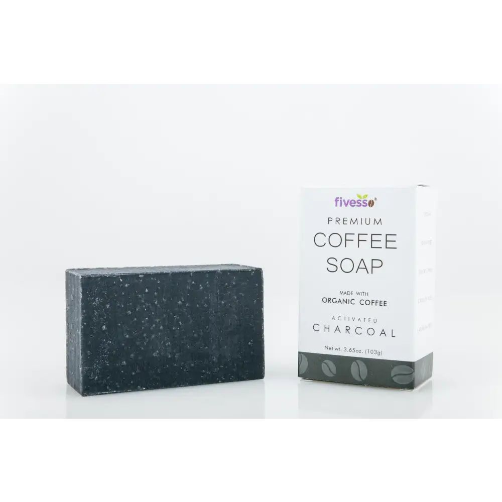 Invigorating Activated Charcoal Coffee Soap bar with stylish packaging and rich aroma