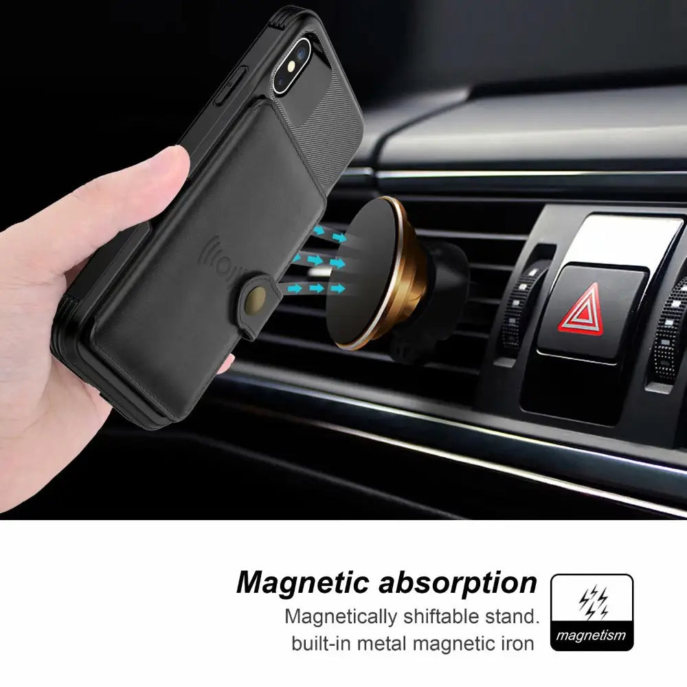 Magnetic leather wallet case and car mount for iPhone 13 Pro Max, 13 Pro Max sold